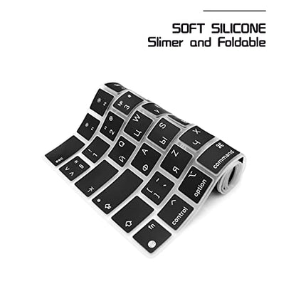HRH Keyboard Cover Skin EU for MacBook Air 13”15"(M5-M2)&Pro 14”16"(M5-M1) | Russian,Black,2026-2021,A3426 A3427 A3434 A2992 A2918,Neo 13"A18,Precise Fit,Dust Proof,Waterproof,Durable,Keyboard Accessory - color: Russian