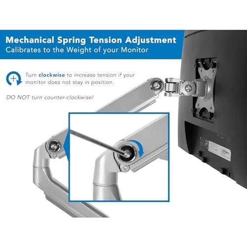 Mount-It! Single Monitor Arm Desk Mount, Mechanical Spring Height Adjustable Monitor Stand for 13–32 Inch Screens up to 17.6 lbs, VESA 75x75 & 100x100, C-Clamp & Grommet