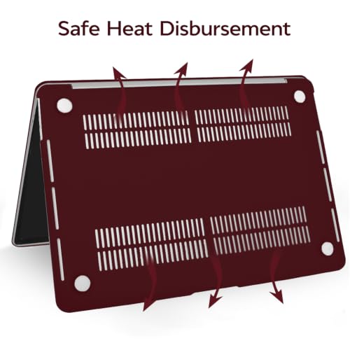 Anban for MacBook Pro 13 inch Case M2/M1 2025 2024 2023 2022-2016, Burgundy | Plastic Laptop Hard Shell Case with Keyboard Cover & Screen Protector, Model A2338 A2251 A2289 A2159 A1989 A1708 A1706 - color: Marsala Red