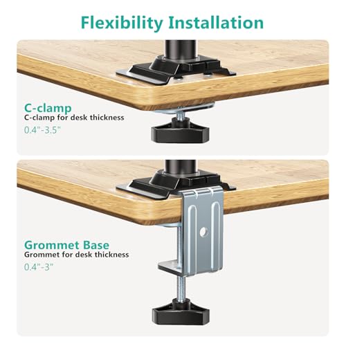 WALI Laptop Desk Mount for 15.6 inch Notebook, Fully Adjustable Single Monitor Arm with Laptop Holder for 32 inch Screen, Laptops Stand with Ventilated Tray, Up to 22 Lbs, (GSDM00LP), Black - size: Width 15", Fully Adjustable Desk Mount