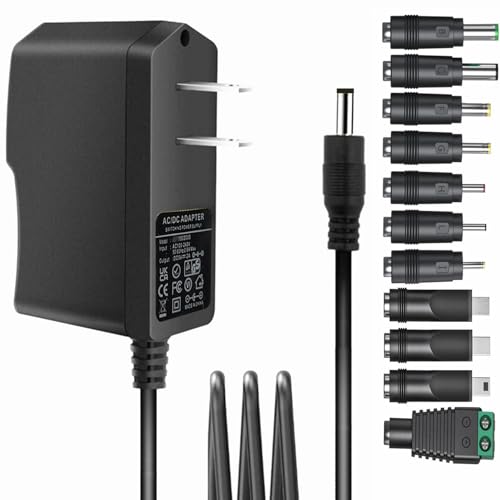 Universal 5V 2A ac Adapter Power Supply with 11 DC Plug Tips AC to DC5V 1.5A 1A 800mA 600mA 500mA 400mA 300mA 200mA 100mA Power Adapter 5v wall Charger ac dc Adapter (DC5V~2A) - color: 2A, size: DC5V
