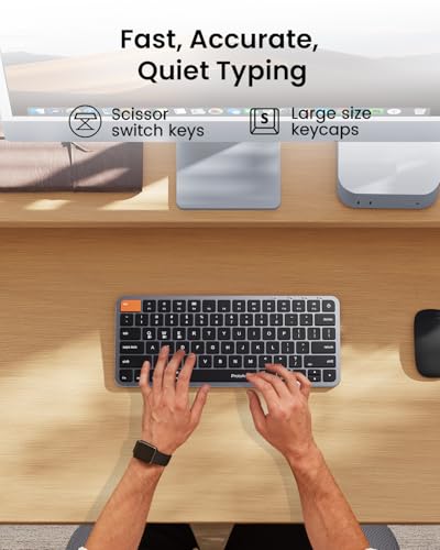 ProtoArc K90-A Backlit Bluetooth Keyboard for Mac/iPad, Space Gray | Compact Wireless Mac Keyboard, 78-Key, No Numpad, 3-Level White Led Backlight, Multi-Device, Low-Profile, Rechargeable - color: Space Gray