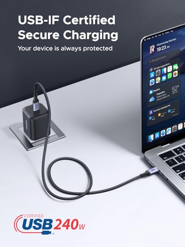 UGREEN USB-IF Certified USB-C to USB-C Cable 240W, PD3.1 Fast Charging Cable for MacBook Pro/Air, OmniBook, ThinkPad, Legion, iPad, iPhone 17/16/15, Galaxy S25/S24, Black, 6.6FT - size: 6.6
