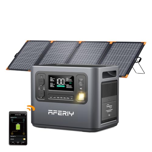 AFERIY P210 2400W Portable Power Station 2048Wh & 200W Bifacial Solar Panel | Bifacial Solar,Over-rated Power,Up to 25% Efficiency N-type Solar Cell,Solar Generator with Panels Included for Camping & RVs - color: P210 Power Station-H