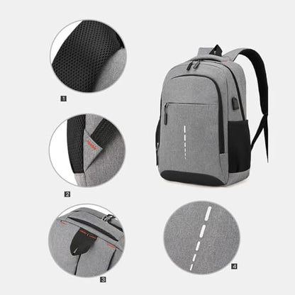 Anti Theft College Backpack With USB Charging Interface Waterproof Large Multi Pocket Laptop Travel Nylon Backpacks for Men Women Business Commuter Backpacks Daily Work Travel Airplane Use Grey - color: Grey