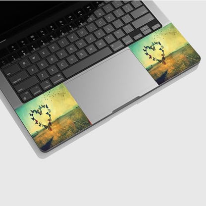Universal Laptop Skin Sticker with 2 Wrist Pad Skins, Waterproof Scratch Resistant Vinyl Laptop Cover Decal, Cut to Fit for 11–15.6 Inch MacBook HP Dell Lenovo, Butterfly Heart - color: Butterfly Heart