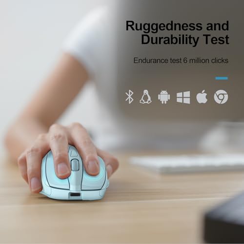 TECKNET Wireless Mouse, BT 5.0/2.4G, Rechargeable 6-DPI Silent, Lightblue | Bluetooth 5.0/3.0 & USB A, 2-Device Easy Switch, Wide OS Compatible, 6 Buttons, 6-DPI up to 4800, Ergonomic for S to M Hands - color: Lightblue