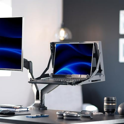 VIVO Black Flip Down 13 to 17 inch Laptop Tray Holder, Mount-FDLAP1 | Designed for Wall-Mounted Floating Workstation or VESA Stand Accessory, Space Saving, Holds 22 lbs