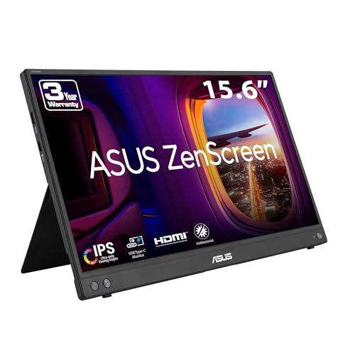 ASUS ZenScreen MB16AHV 15.6 Inch 1080p Portable Monitor | Kickstand, Anti-Glare, Blue Light Filter, Mini HDMI, Tripod mountable, Protective Sleeve, Travel Display for MacBook and PC - style: 16" Kickstand