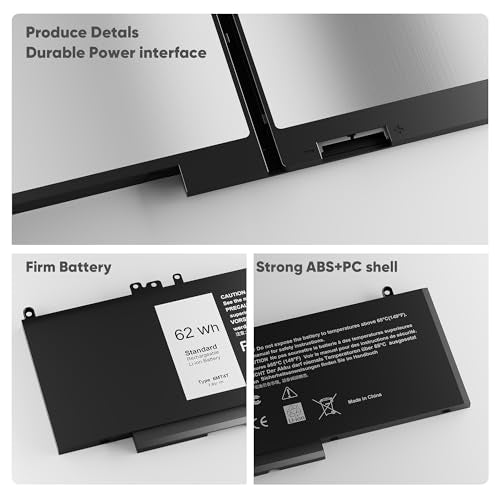 6MT4T Battery E5470 battery E5570 battery Compatible with Dell Latitude 14 5470 E5470 15 5570 E5570 Precision 15 3510 M3510 Series Notebook Replacement for 7V69Y TXF9M 79VRK HK6DV 07V69Y [7.6V/62Wh] - size: 9.17 x 3.73 x 0.27 inches 6MT4T BATTERY