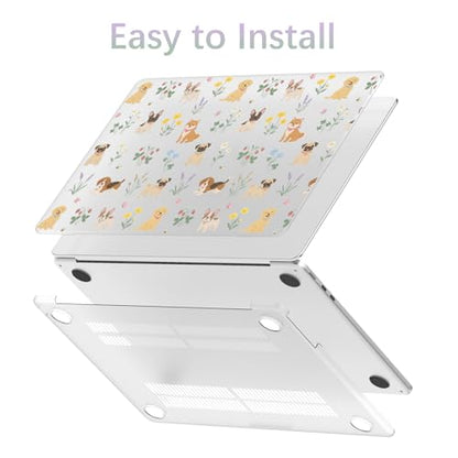 Compatible with MacBook Air 13 inch Case M1 Cute Dog Flower | A2337 A2179 A1932 2021-2018 Release | Protective Hard Shell Matte Cover for MacBook Air 13.3 inch - color: Dog B, size: MacBook Air 13.3 inch M1 A2337 A2179 A1932