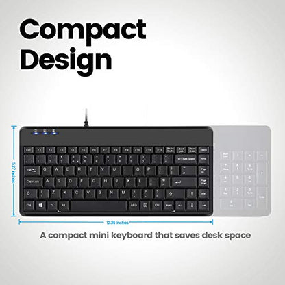 Perixx PERIBOARD-409H Wired USB Mini Keyboard with 2 USB Hubs, Black, US English Layout - style: USB with Hubs