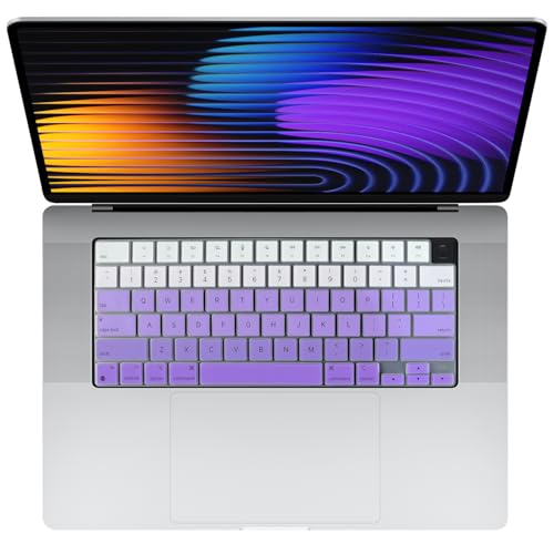 Allinside MacBook Keyboard Cover for Pro 14"/16" (M2/M3/M4, 2021–2025) & Air 13"/15" (M1/M2/M3/M4 Pro/Max, 2022–2025), Laptop Keyboard Protector Skin, US ANSI Layout, Ombre Purple - color: Ombre Purple, size: 2021-2025 MacBook Air/Pro 13 14 15 16