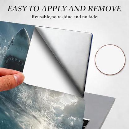 DEGDFSGR 12.1-15.6 Inch Universal Reusable Laptop Skin Sticker Decal, Waterproof Removable Protector for Notebook Cover, Scratch-Resistant Vinyl Cuttable Full Wrap Sticker, Cute Cat White Shark - color: Cute Cat White Shark