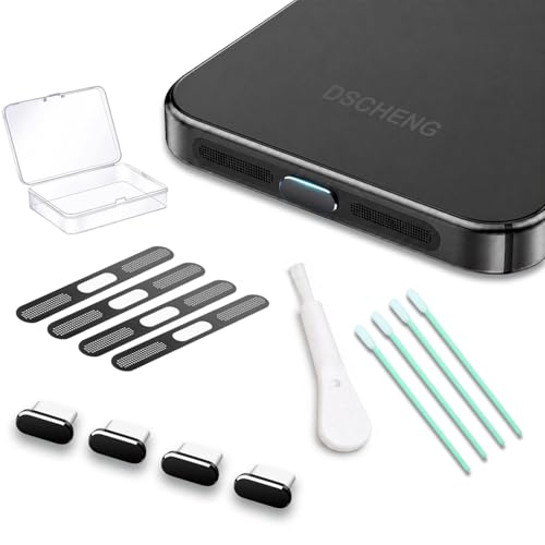 4 Pack USB C Dust Plug USB C Port Cover, Type C Charging Port Plug Cover with Speaker Dust Cover Phone Accessories for iPhone 17 Pro Max (Metal USB C (Black) 17 Max)
