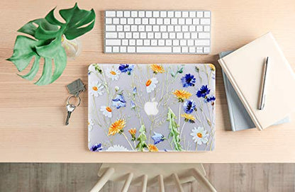 Case for MacBook Pro 14-inch Laptop M5 M4 M3 M2 M1 A3427 A3426 A3434 A3112 A3185 A3401 A2918 A2992 A2779 A2442 2026-2021 Release, Hard Shell&Keyboard Cover&Screen Protector&Webcam Cover,Floral Pattern - color: Yellow Blue