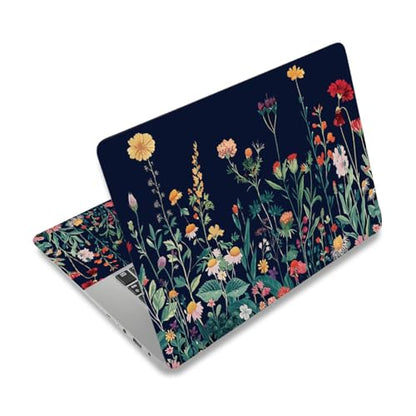 PLIGREAT 3 Pcs Laptop Skin Stickers Vinyl Decals for PC Notebook Keyboard Cover Laptops Case Protector Films Decorative Laptops Sticker Waterproof Removable Green Plants Flowers Laptop Decals