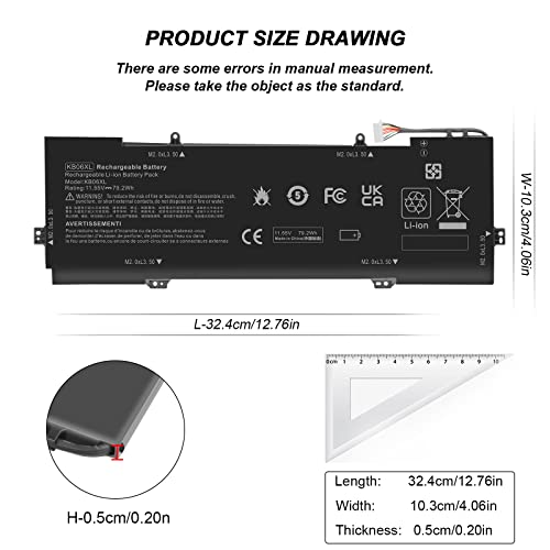 KB06XL Laptop Battery Replacement for HP Spectre X360 15-BL002XX 15-BL000NA 15-BL030NG 15-BL000 15-BL0XX 15-BL1XX 15-BL002XX 15-BL012DX 2PG91EA Z6L01EA HSTNN-DB7R TPN-Q179 902401-2C1 902499-855 - size: KB06XL 14.17, 7.68, 0.91in