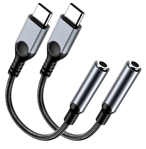 2 Pack USB C to 3.5mm Headphone Jack Adapter for iPhone 17/16/15/Pro Max/Plus, Type C Aux Audio Dongle Cable Cord Compatible with iPad, Samsung Galaxy S25/24/S23/S22/S21, MacBook-Gray - color: Gray, size: 2 Pack