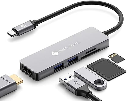 NOVOO USB C Hub 5 in 1 with HDMI 4K Adapter, 2 USB 3.0 Ports, 1 SD Memory Port, 1 microSD Card Reader - style: 5-in-1 Hub