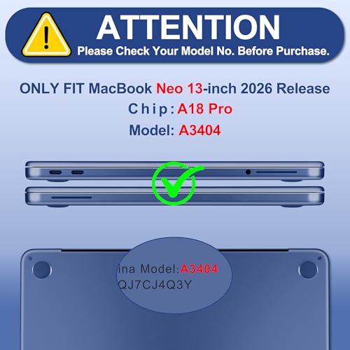 for MacBook Neo 13 Inch Case 2026 (Model A3404, A18 Pro chip), Stylish Pattern Protective Hard Shell with Screen Protector, Keyboard Cover & USB-C Adapter - Indigo Polka Dots - color: Indigo Polka Dots