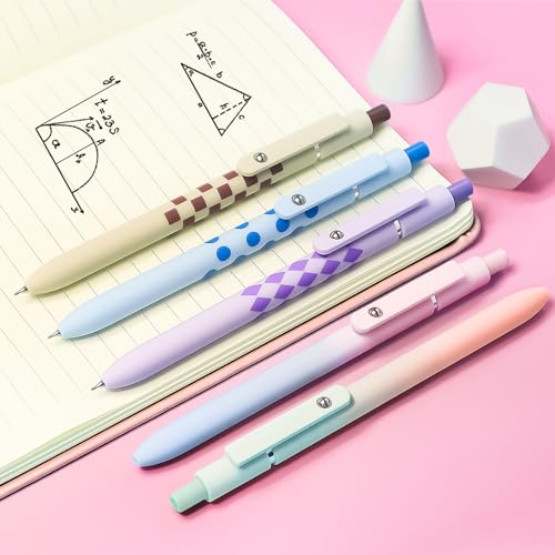 YOXMJDB Gel Pens,10 Pcs Medium Point Smooth Writing Pens Cute Pens for Women, High-End Series 0.7mm Black Ink Pens for Journaling Note Taking, School Office Supplies (10 Pcs Gradient and Geometric) - color: 10 Pcs Gradient and Geometric