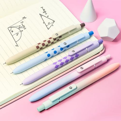 YOXMJDB Gel Pens,10 Pcs Medium Point Smooth Writing Pens Cute Pens for Women, High-End Series 0.7mm Black Ink Pens for Journaling Note Taking, School Office Supplies (10 Pcs Gradient and Geometric) - color: 10 Pcs Gradient and Geometric