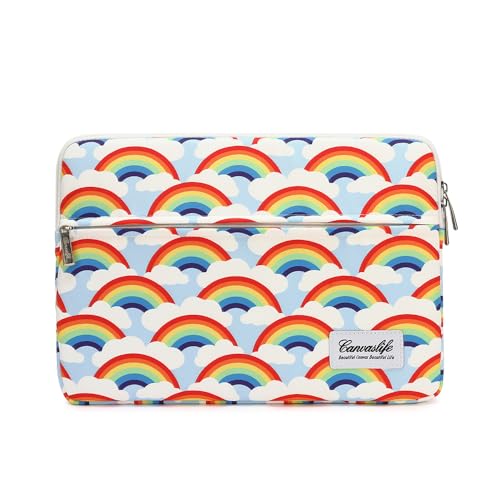 Canvaslife Waterproof Laptop Sleeve 14 Inch Laptop Case Bag with Front Pocket Rainbow Pattern - color: New Rainbow, size: 14 inch / 14.0 inch