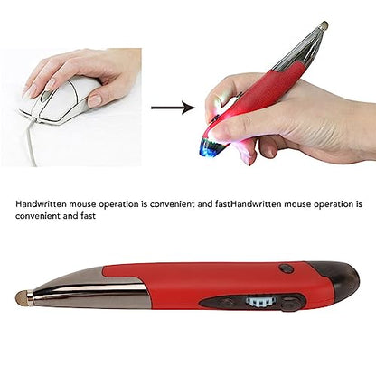 Wireless Pen Mouse, Rechargeable 2.4G Dual Mode Handwriting Stylus with Touch Head for PC Laptop iOS (Red) - color: Red