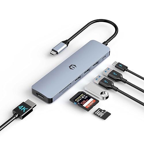 USB C Hub Multiport Adapter, 7-in-1 USB C Docking Station with HDMI, 100W PD, 3 USB 3.0, SD/TF Slot for Type C Laptop
