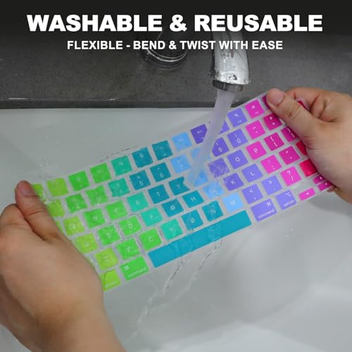 Allinside Keyboard Cover for 2026 MacBook Neo 13-inch A3404 (A18 Pro) & MacBook Air 13"/15" and MacBook Pro 14"/16" (M5 Chip), Premium Silicone Keyboard Protector Skin, US ANSI Layout, Rainbow - color: Rainbow