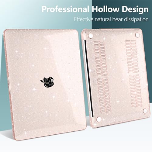 for MacBook Pro 13 inch Case 2023 2022 2021 2020 Release Model A2338 M2/M1 A2251 A2289 with Touch Bar & Touch ID, Glitter Bling Plastic Hard Shell Case & Keyboard Cover, Starlight - color: Starlight