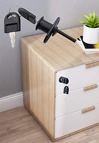 HOWDIA 2 Pcs Drawer Lock Cabinet Locks with Keys, Zinc Alloy Desk Locks File Cabinet Lock for Furniture Locker Showcase, Locking Rod Length 40mm, Cylinder Diameter 16mm (Black, Keyed Different) - size: 16mm - Keyed Different