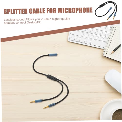 Gatuida One Headphone Mic Audio Y Splitter Cable Compact Headset Jack Adapter Cord for Laptop with Separate Audio Microphone Ports