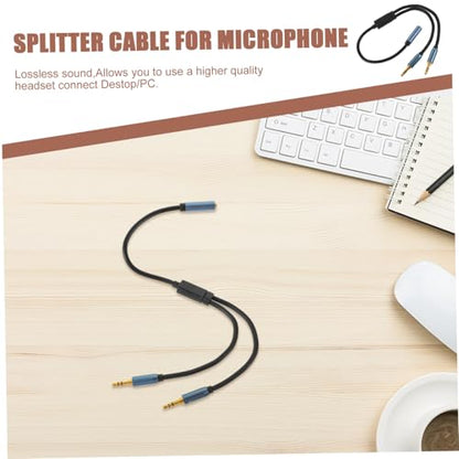 Gatuida One Headphone Mic Audio Y Splitter Cable Compact Headset Jack Adapter Cord for Laptop with Separate Audio Microphone Ports