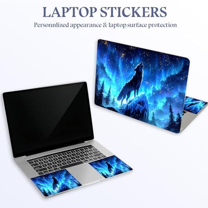 Universal Laptop Skin Sticker Decal,15.6 Inch Laptop Vinyl Cover for 13" 14" 15.6" Laptop,Scratch-Resistant Waterproof Protector Wrap,Reusable with Wrist Pads,Wolf Howl - color: Wolf Howl