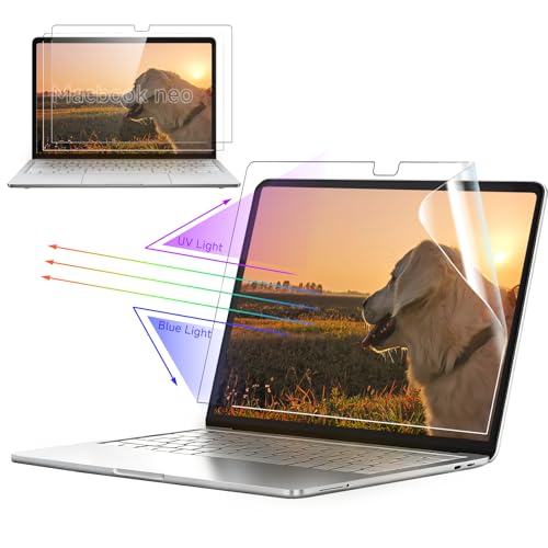 IPROKKO 2 Pack Blue Light Screen Protector for MacBook Neo 13-inch A18 Pro | Matte PET Film, Eye Protection, Anti Glare & Scratch, HD Clarity, Bubble Free Install, 2026 A3404 Model 13" Mac Laptop - color: Blue, size: MacBook Neo 13” 2026