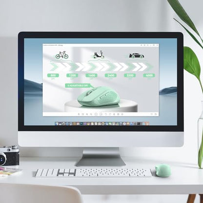 TECKNET 2-in-1 Bluetooth Mouse (BT 5.0/3.0+2.4Ghz), 6-Level 4000 DPI-Green | BT 5.0/3.0 & 2.4G wireless mouse with 4000 DPI, silent clicks, ergonomic design, and USB receiver for laptop and PC. - color: Green