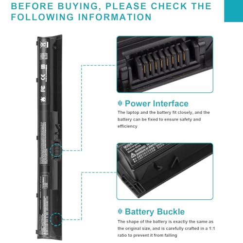 ASUNCELL 800049-001 KI04 K104 Laptop Battery for HP Pavilion 14-ab166us 15-ab 15-an 15t-ab100 15-ab143cl 15-ab223cl 15-ab153nr 15-an044nr 17t-g100 17t-s100 17-g 17-ab220nr 800009-421 14.8V 41Wh - color: KI04