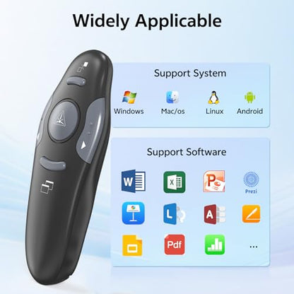 Presentation Clicker with Case Storage: PowerPoint Wireless Presenter Remote USB Type C Rechargeable Red Laser Pointer Clickers for Computer Project Mac PPT Slideshow Google Slide Advancer - style: Red Laser
