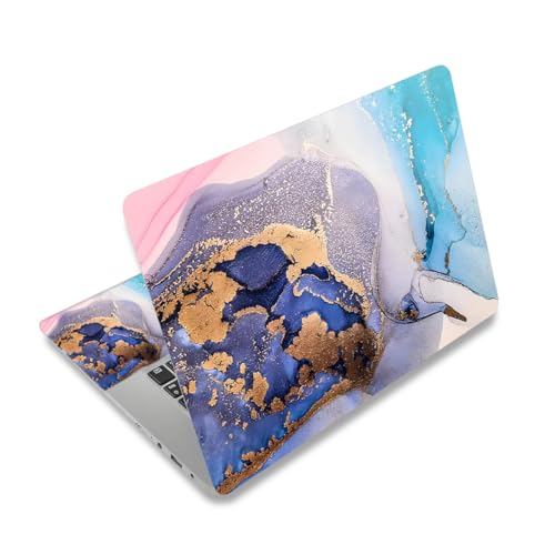 12.1-15.6 Inch Laptop Skin Decal, Universal Reusable Vinyl Laptop Cover Sticker, Waterproof Art Decal Protector in Colorful Marble - color: Colorful Gold Marble