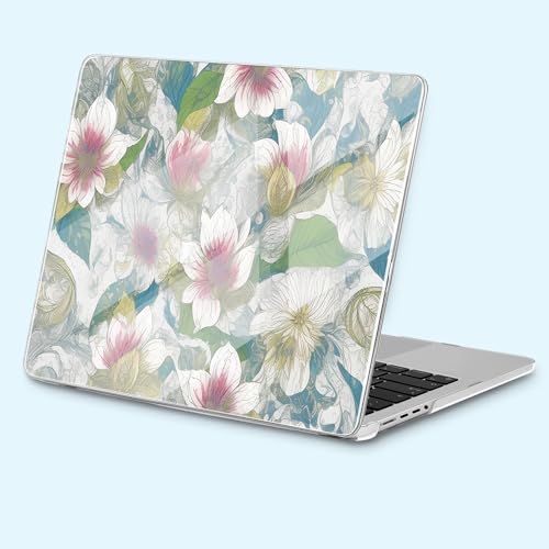 for New MacBook Pro 14 inch Case 2025 M5 2024 M4 2023 Release– Fashionable Lightweight Floral Design Transparent HD Clear Laptop Shell, with TPU Keyboard Cover & OTG Adapters, Lotus - color: Lotus