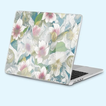 for New MacBook Pro 14 inch Case 2025 M5 2024 M4 2023 Release– Fashionable Lightweight Floral Design Transparent HD Clear Laptop Shell, with TPU Keyboard Cover & OTG Adapters, Lotus - color: Lotus