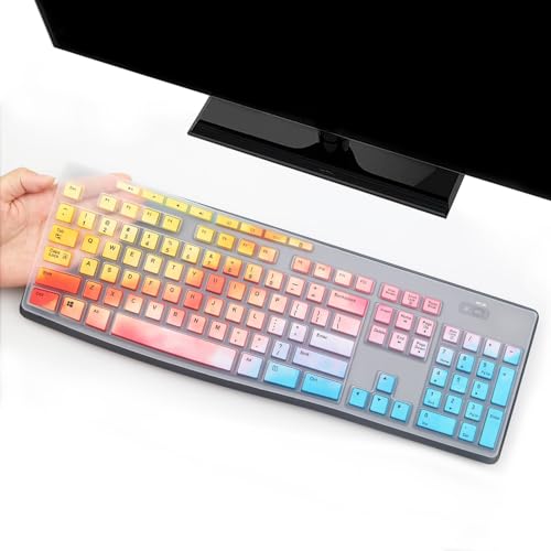 i-Tensodo Keyboard Cover for Logitech MK200 MK260 MK270 MK275 MK295 & K200 K260 K270 Keyboards, US Layout - Dazzling Multicolor Silicone Dust-Proof Washable Skin - color: Dazzling