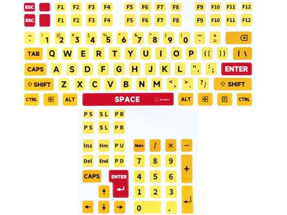 Large Print Computer Keyboard Sticker, High Contrast Keyboard Sticker with Oversized Print Letters for Visually Impaired Low Vision Individuals (Yellow+Black), Extra Large Symbols
