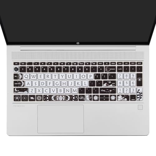 Cute Keyboard Cover for 15.6 inches HP ProBook 450 G8 G9 G10 / ProBook 455 G8 G9 G10 /ProBook 650 G8/HP Zbook Power G8 G9, Silicone Keyboard Skin, US Layout, Sun and Moon - color: Sun and Moon