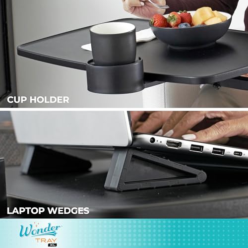 Stander Wonder Tray, Adjustable Swivel Table, Extra-Large Computer Stand, Couch Desk & Gaming Bench, TV-Trays for Eating on Couches, Chairs, Recliners with Laptop Wedges and Cup Holder, XL, Black - color: Black, size: X-Large