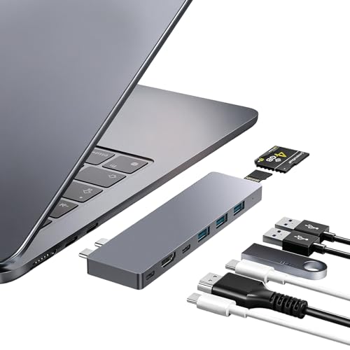 USB C Hub, 8 in 2 USB C Adapter Thunderbolt 4 HDMI MacBook Air Pro M1-M4 | Thunderbolt 4 Hub • 4K HDMI • 100W PD • 40Gbps • USB C 3.0 • 3 USB A 3.0 • SD/TF Card Reader • MacBook USB Adapter - size: 9820 Gray