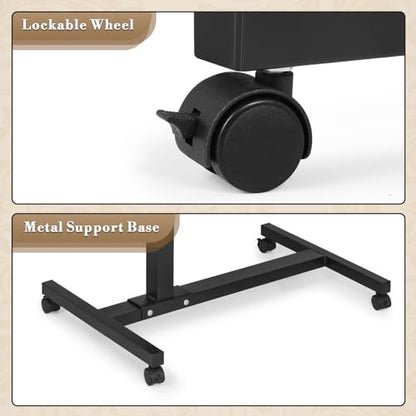 Athena Collection Adjustable Standing Desk with Wheels Overbed Table, Black | Height Adjustability(28.5"-39.5"), Smooth-rolling Casters, Rolling Lab Cart with Large Tabletop for Office, Hospital, Clinic - color: Black, size: Split Desktop