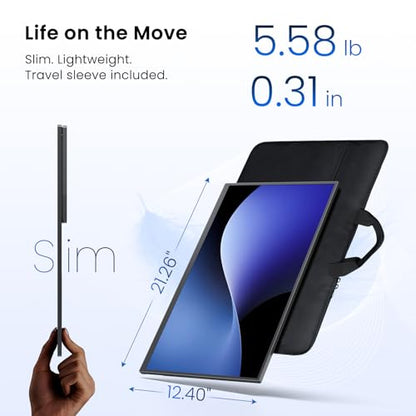UPERFECT 23.8" 1080P 100Hz Wireless Portable Monitor with Battery 10000mAh | 145% sRGB QLED Gaming Monitor with Stand, Bag & VESA, Large Second Screen for Laptop, Computer, Phone, Game Consoles - size: 23.8"